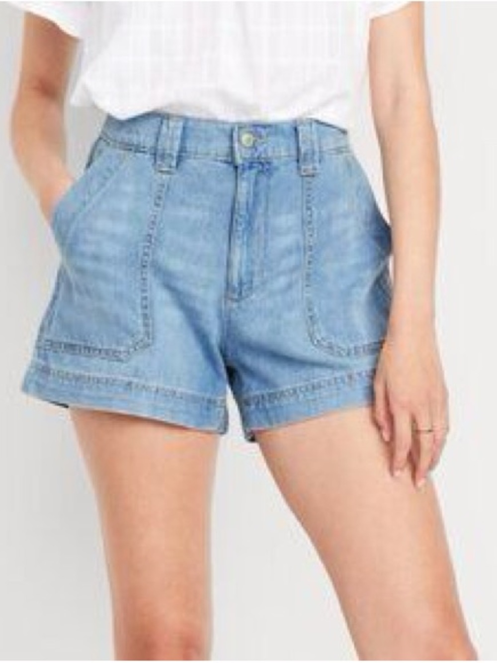 Old Navy Light Blue Denim Patch-Pocket Shorts